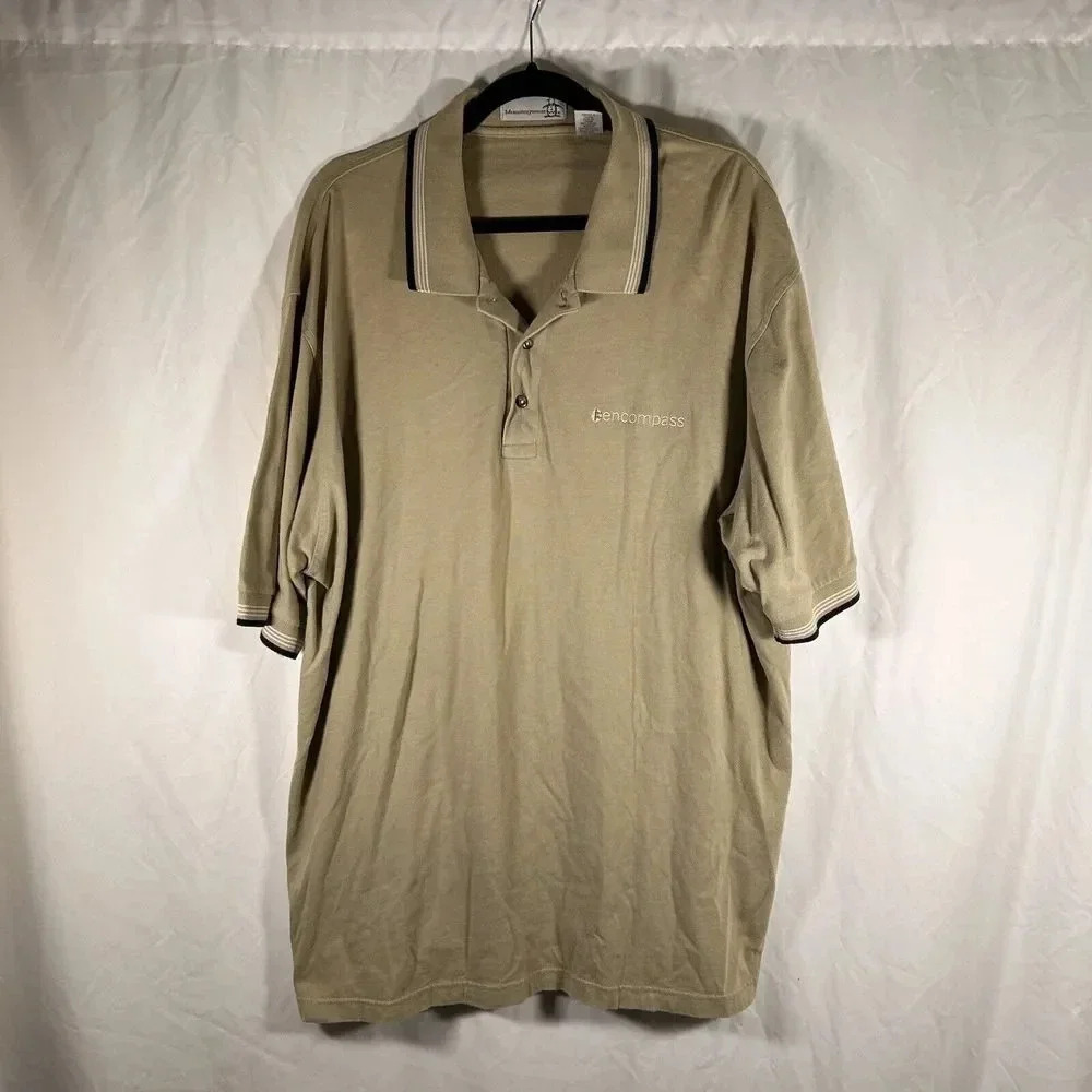 Penguin Munsingwear Polo Shirt Men's 2XL Tan 1/4 Button Short Sleeve
